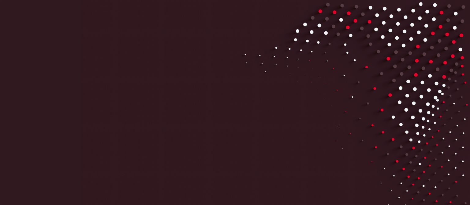 Graphique dynamique avec des points rouges, blancs et noirs symbolisant le mouvement et l'innovation dans la gestion des créances chez EOS