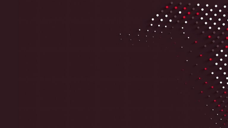 Graphique dynamique avec des points rouges, blancs et noirs symbolisant le mouvement et l'innovation dans la gestion des créances chez EOS